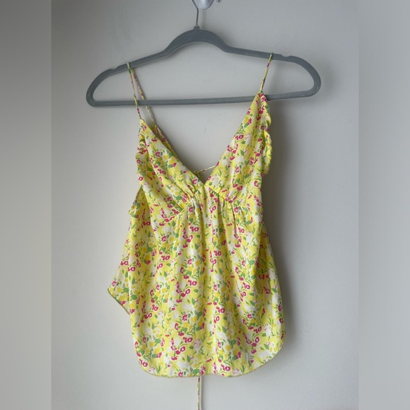 Free People Tops - Intimately Free People Lemon Pink Floral Print Camisole Top Size Medium